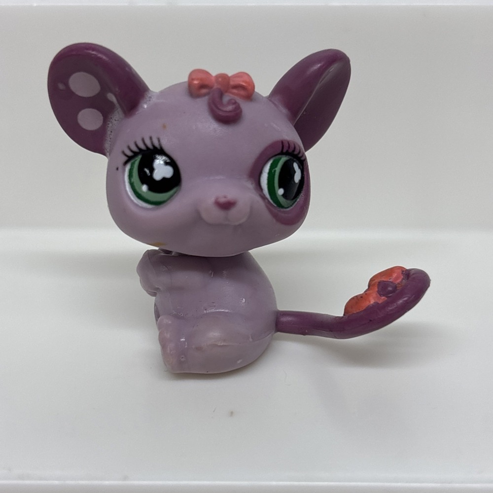 Littlest Pet‎ Shop LPS Purple Mouse #463 Green Eyes Hasbro 2007 Authentic